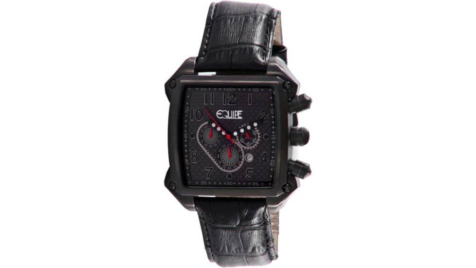Equipe E508 Bumper Mens Watch - Leather Strap, Black Dial, Black Numbers