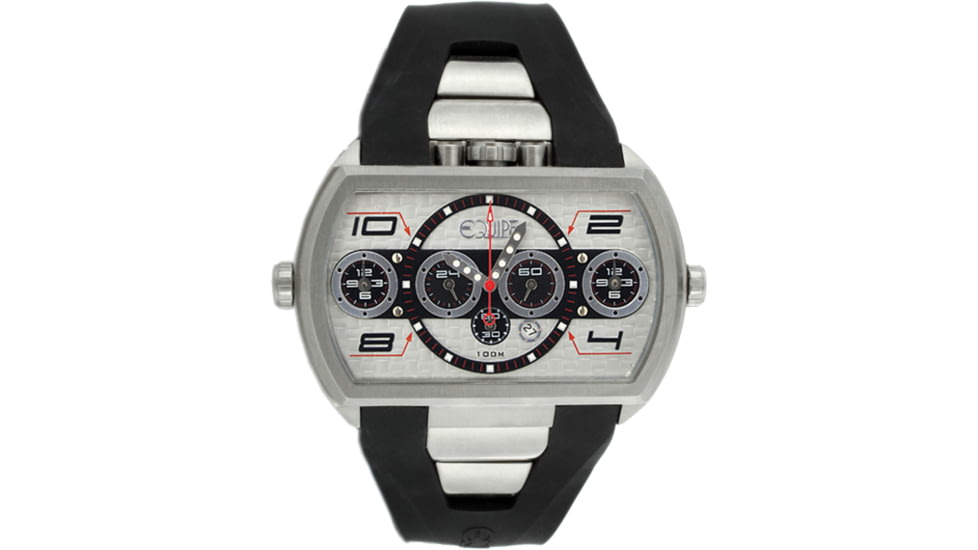 Equipe E901 Dash Xxl Mens Watch - Silver Bezel, Silver Dial w/ Black Circle