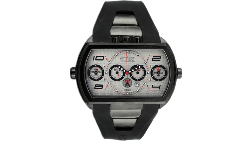 Equipe E903 Dash Xxl Mens Watch - Black Bezel, Silver Dial w/ Silver Circle