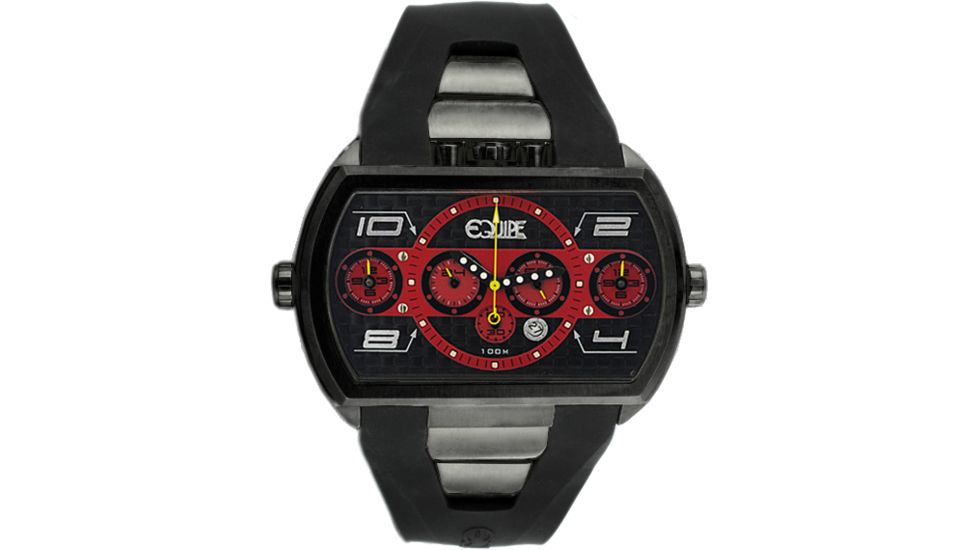 Equipe E904 Dash Xxl Mens Watch - Black Bezel, Black Dial w/ Red Circle