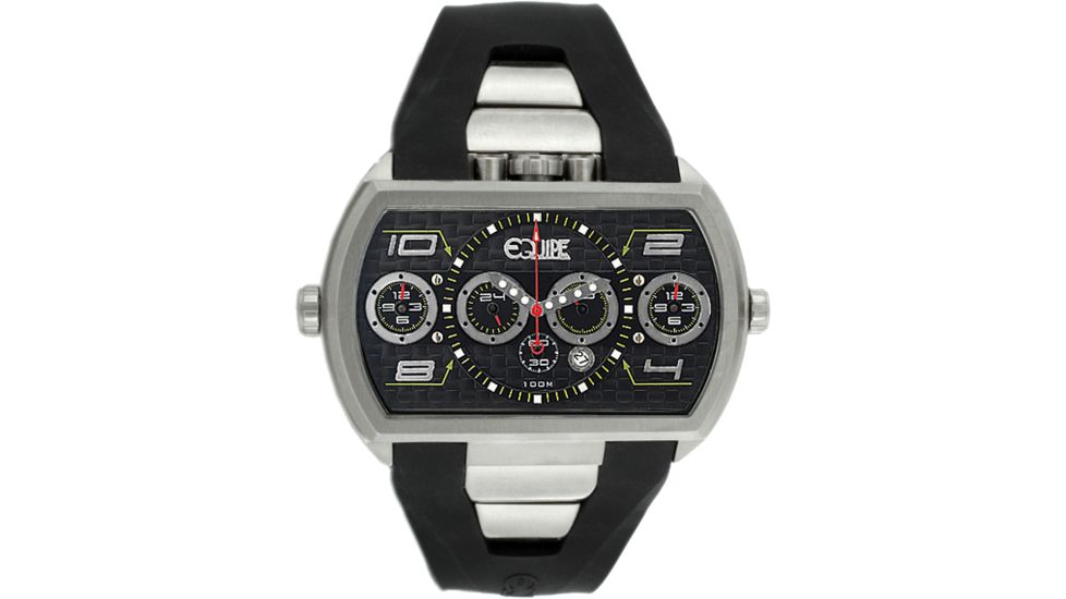 Equipe E912 Dash Xxl Mens Watch - Silver Bezel, Black Dial