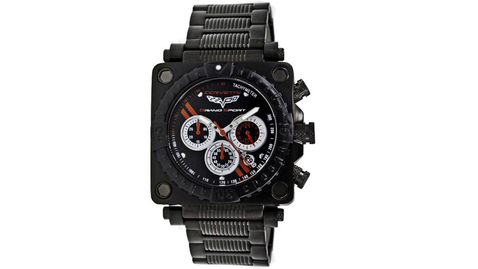 Equipe Ev301 Corvette Grand Sport Mens Watch - All Black - Metal Bracelet