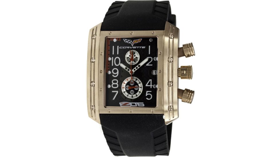 Equipe Ev408 Corvette Z06 Mens Watch - Black Strap, Rosegold Case, Black Dial