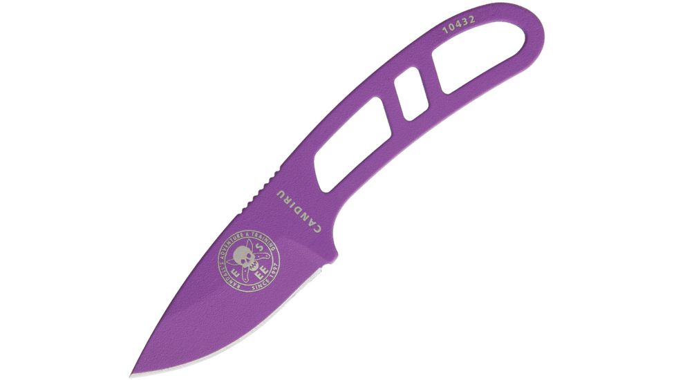 Esee Candiru Fixed Blade Knife w/Kit,2in,Drop Point,Purple,1095 Carbon Steel,Skeletonized Handle, CAN-PURP-KIT