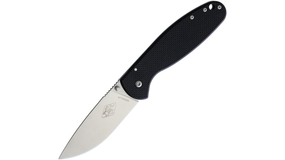 Esee Expat Medellin Framelock Folding Knife, 3.5in Satin Aus-8 SS Drop Point, Thumb Stud, Pocket Clip, Black G10 Front Handle With Stonewash SS Back Handle, MEDELLIN-01