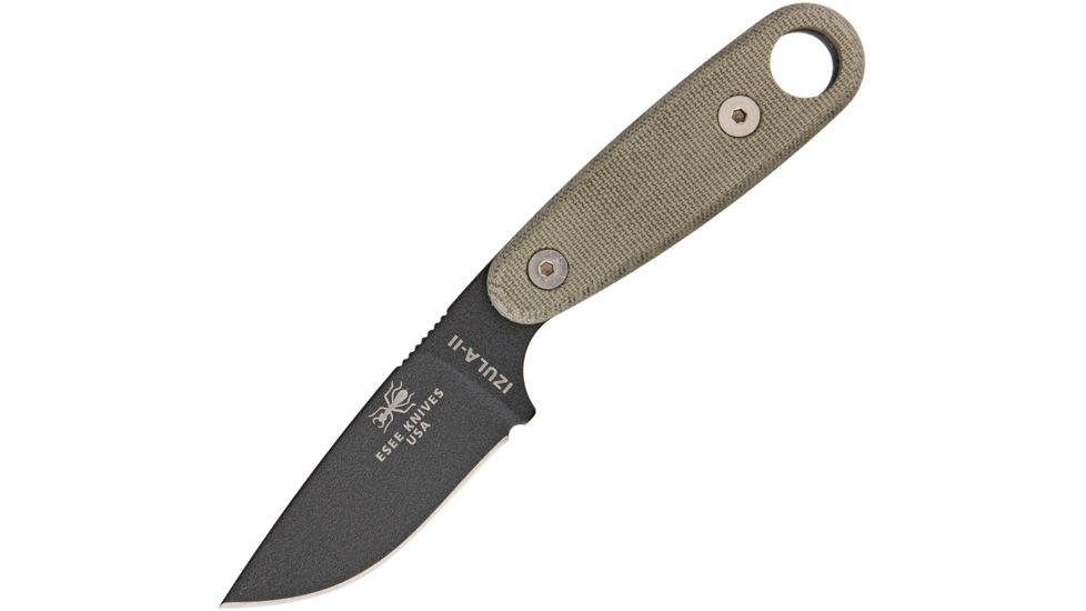 Esee Izula II Tactical Fixed Blade Knife, 2.625in, 1095 Carbon Steel, Canvas Micarta Handle ESIZ2TG