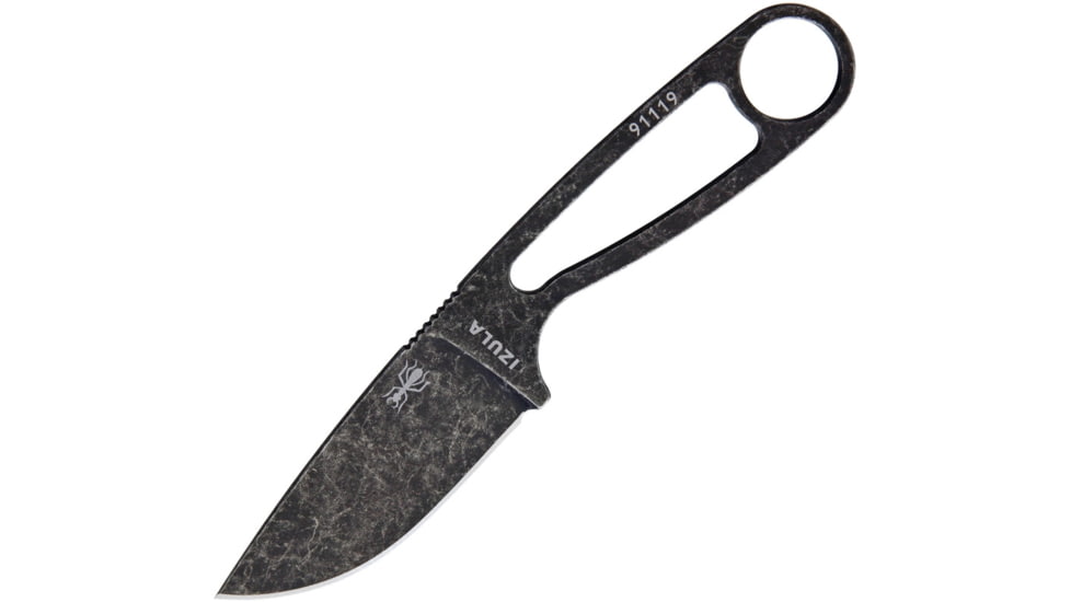 Esee Izula Oxide Knife, 6.25in Overall, 2.63in Black Oxide Coated 1095Hc Steel Blade, One-Piece, Clip Plate Attachment For Sheath, Black Molded Plastic Sheath, IZULA-B-BO
