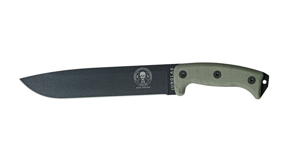 Esee Junglas Knife Fixed Blade Knife, 10.375in, Carbon Steel, Canvas Micarta Handle w/ Sheath ESJUNGLAS
