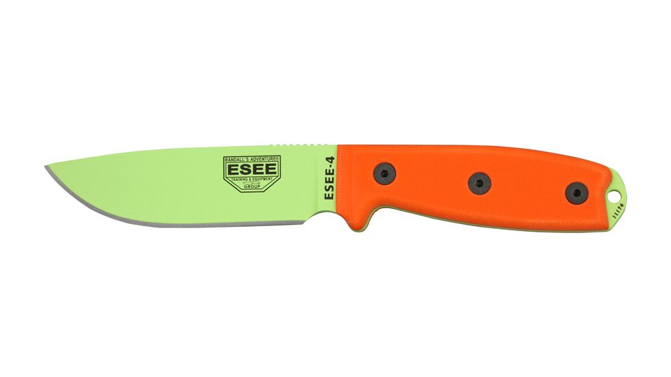 Esee Mdl 4 Plain Edge Fxd Blde Knife, 4.5in, Drop Point, Orange G10 Hdl ES4PVG