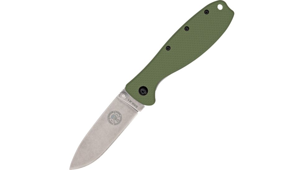 Esee Zancudo Framelock Green D2 Folding Knife,3in,D2 Tool Steel,Standard Edge,Stonewash,OD Green,GRN Handle BRKR2OD