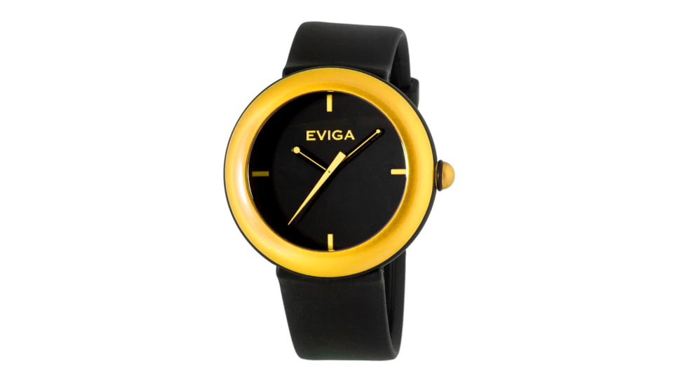 Eviga Cf3706 Cirkle Mens Watch - Black Band, Yellow Bezel