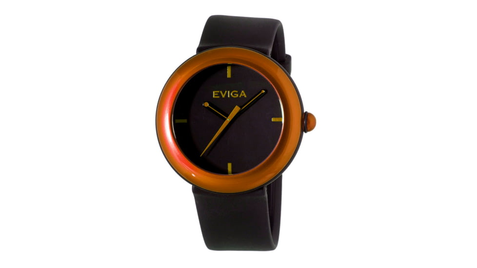 Eviga Cf3709 Cirkle Mens Watch - Black Band, Orange Bezel