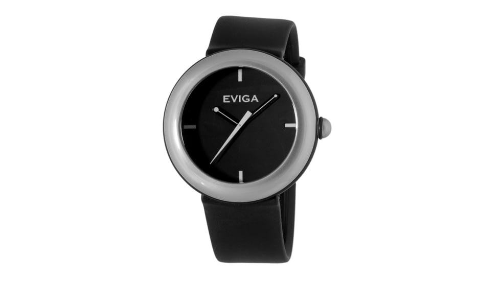 Eviga Cf3710 Cirkle Mens Watch - Black Band, Silver Bezel