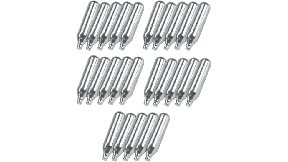 Evike Exclusive 12 Gram CO2 Cartridge for Airsoft and Air Gun, 25 Pack, Silver, Small, CPK06801