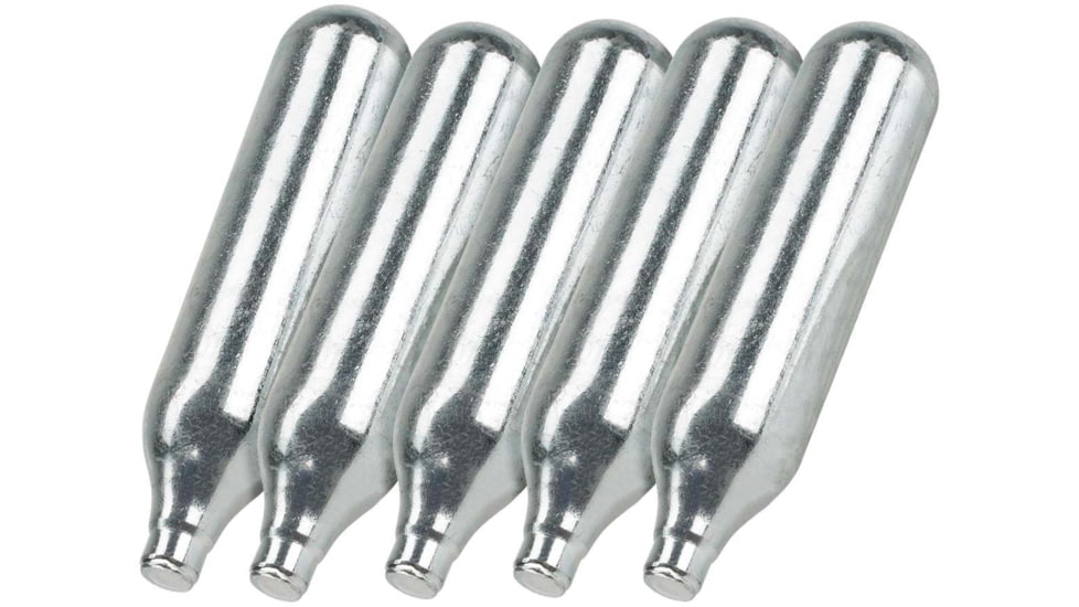 Evike Exclusive 12 Gram CO2 Cartridge for Airsoft and Air Gun, 5 Pack, Silver, Small, CPK06802