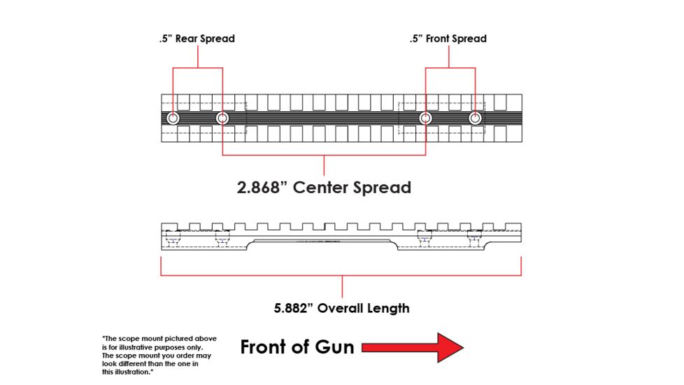 Evolution Gun Works Browning T-Bolt Picatinny Rail Scope Mount 0 MOA, 5.882 in, Aluminum, Matte Black, 43330