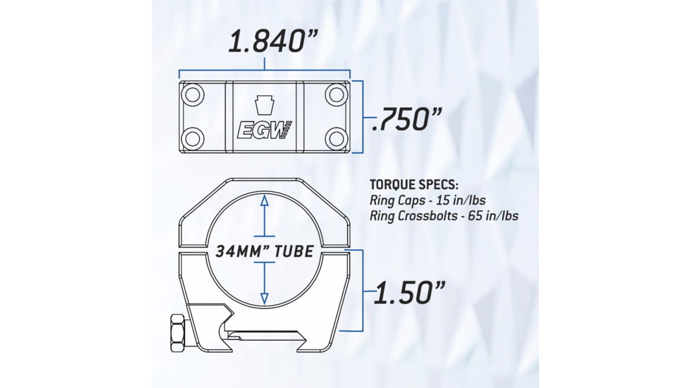 Evolution Gun Works Keystone Series 34mm Tube 1.50in High Ring Set, Black, 62202