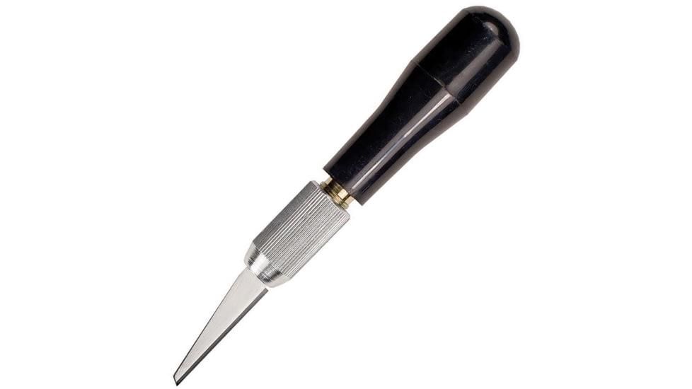Excel Blades K7 Wood Carving Fixed Blade Knife, 5.63in Overall, 1.5in Blade, Machined Brass Shaft, Black Injection Molded Roll Resistant Handle, 19007