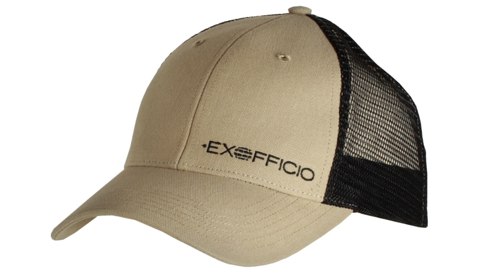 ExOfficio Embroidered Trucker Hat-Lt Khaki Logo-One Size