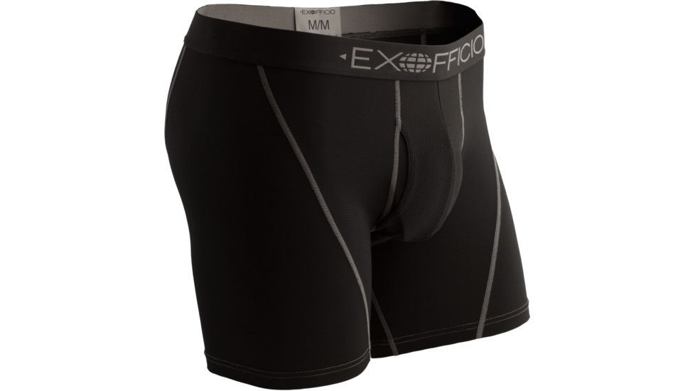 ExOfficio Give-N-Go Sport Mesh Boxer Brief - Men's-Solid Black-6 in-Large