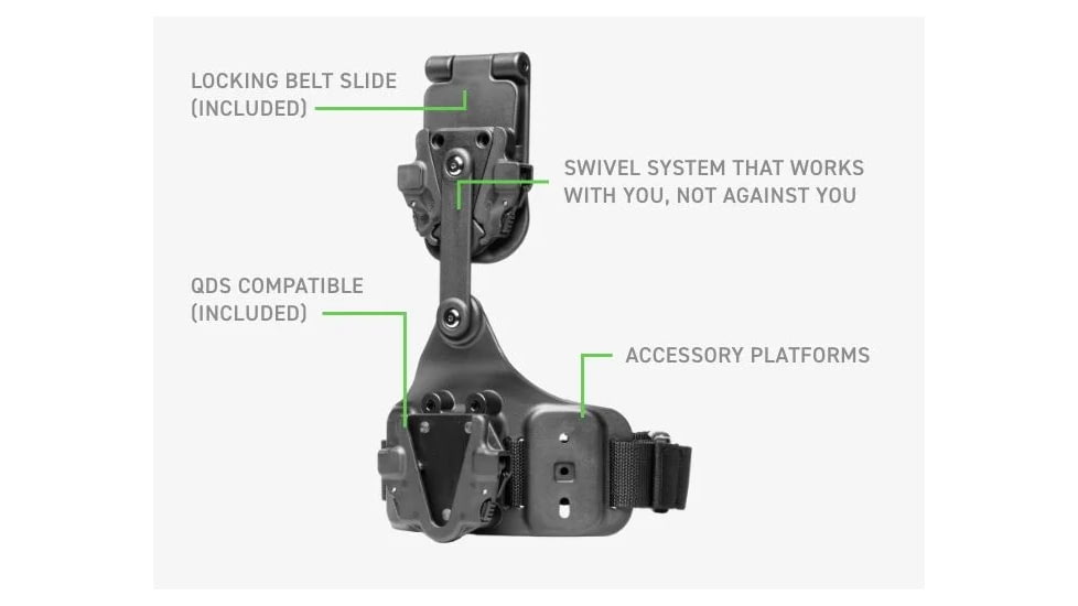 Alien Gear Holsters Rapid Force Expansion Dynamic Drop Leg Holster With Locking Belt Slide w/ Standard Strap w/Standard Buckle w/Clamshell Packaging, Matte Black, RFX-DD-BK-LBS-S-LK-C