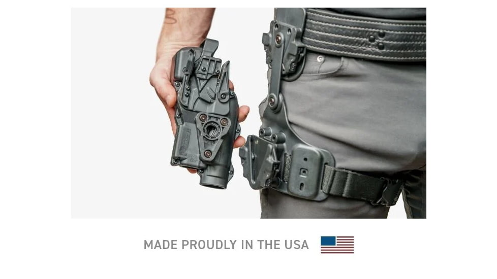 Alien Gear Holsters Rapid Force Expansion Dynamic Drop Leg Holster With Locking Belt Slide w/ Standard Strap w/Standard Buckle w/Clamshell Packaging, Matte Black, RFX-DD-BK-LBS-S-LK-C