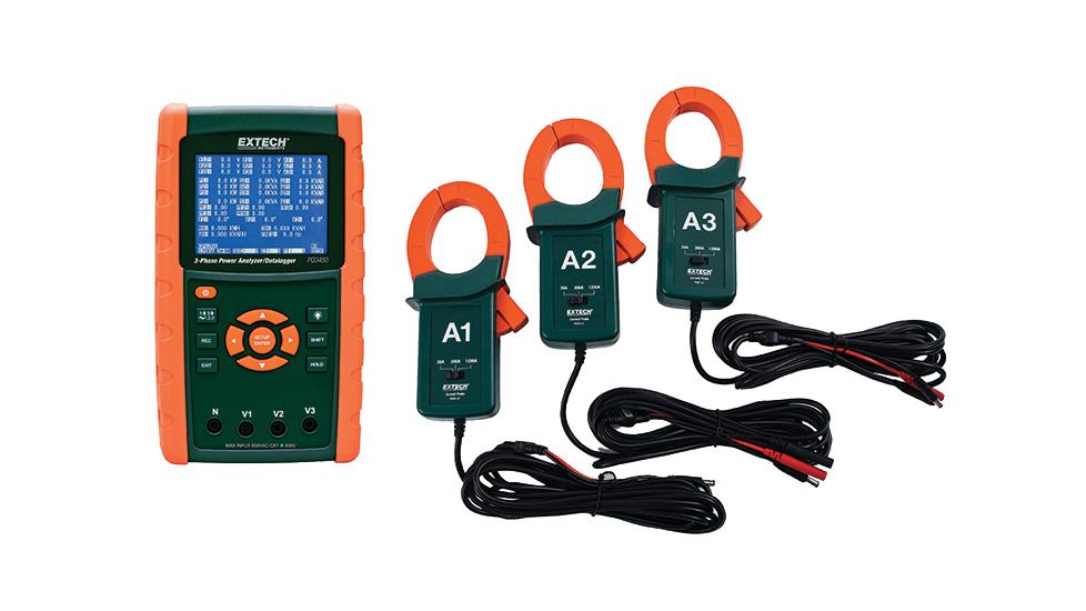 Extech Instruments 1200A 3-Phase Graphical Power Analyzer/Datalogger Kit, PQ3450-12