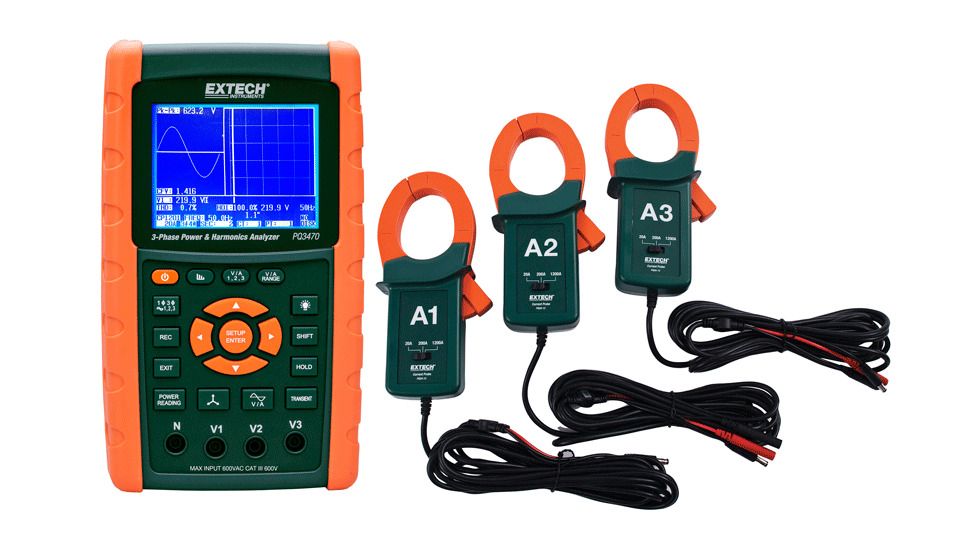 Extech Instruments 1200A 3-Phase Graphical Power Analyzer/Datalogger Kit, PQ3470-12