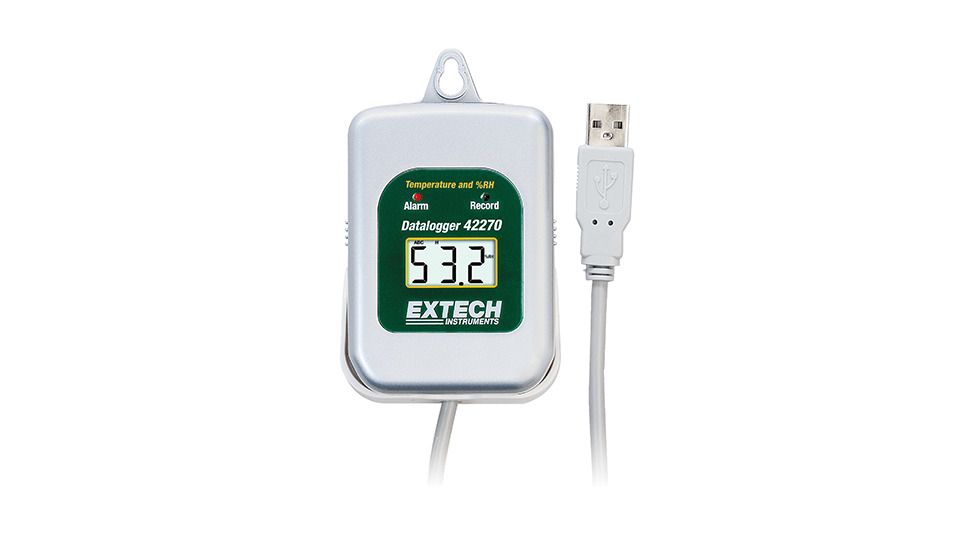 Extech Instruments Datalogger, Temp+Humidity Kit, 42275