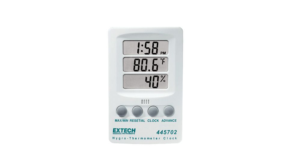Extech Instruments Indicator, Rh/Temp W/Clock, 445702