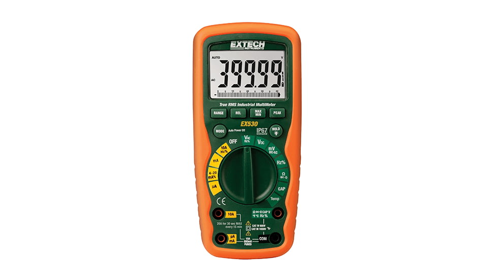 Extech Instruments Multimeter,Hd,Waterproof 40000 Ct/Trms/Temp, EX530