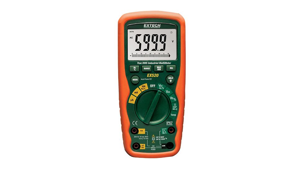 Extech Instruments Multimeter, Heavy Duty Waterproof,Trms/Temp, EX520
