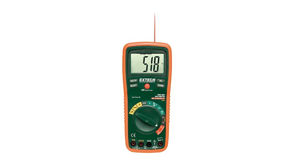 Extech Instruments Multimeter, True Rms Dmm Built-In Ir Therm. Laser, EX470