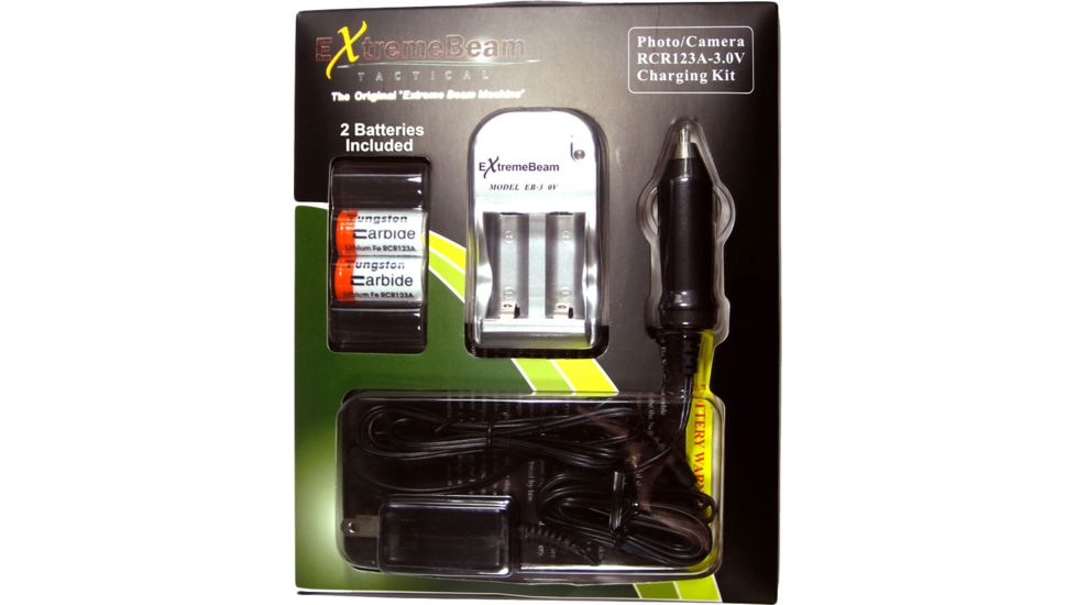 ExtremeBeam 3.0v CR123 PHOTO/CAMERA Charger KIT 2B/pk, Gray, N/A EB-AJ-A01