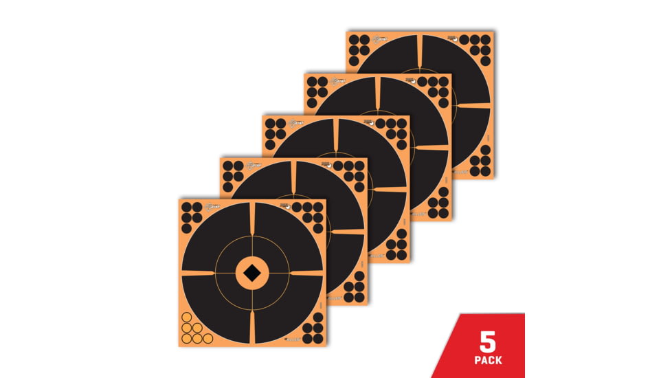 EZ-Aim Adhesive Paper Splash Shooting Targets, Crosshair Bullseye, 12-Pack, Black/Orange, 12 in x 12 in, 15376