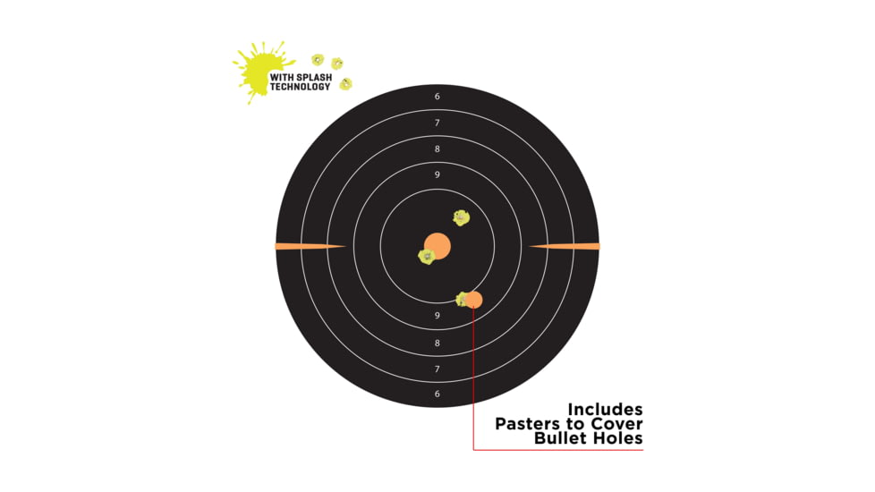 EZ-Aim Allen Adhesive Paper Splash Shooting Targets Bullseye 12in Square Black/Orange 100/ct, 15305