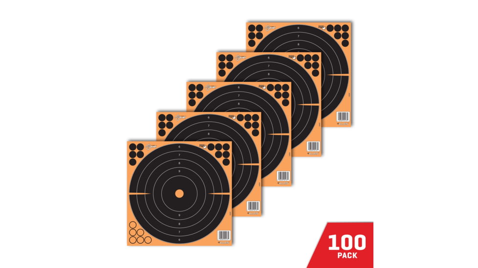 EZ-Aim Allen Adhesive Paper Splash Shooting Targets Bullseye 12in Square Black/Orange 100/ct, 15305