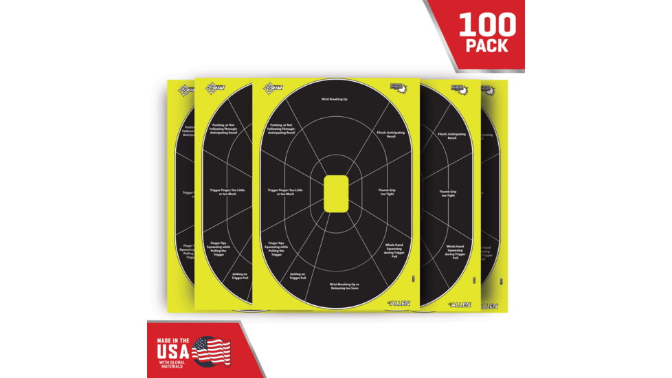 EZ-Aim Allen Non-Adhesive Paper Splash Shooting Targets Handgun Trainer 12.5x18.25in Black/Chartreuse 100/ct, 15445