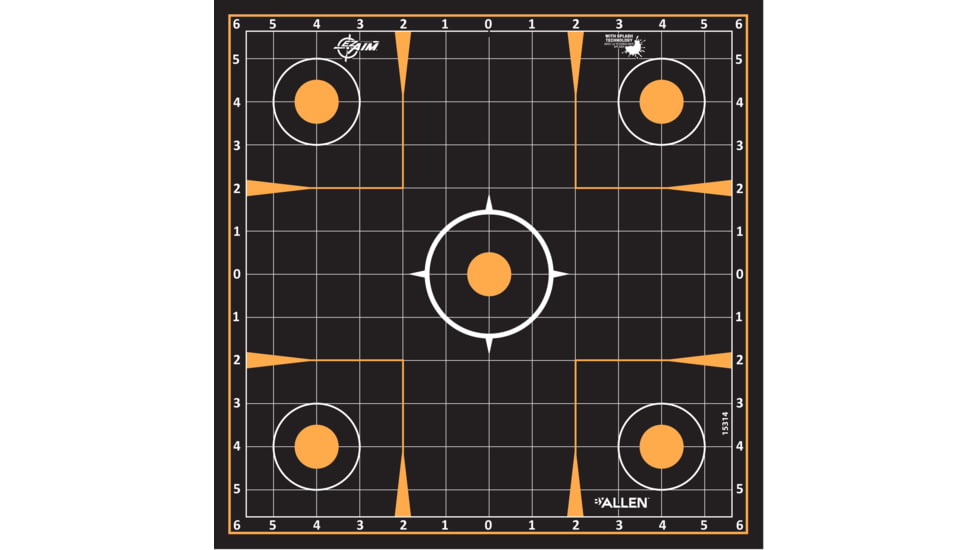 EZ-Aim Allen Reactive Sight Grid Paper Shooting Target, 12x12in, 10-Pack, Black/Orange, 15314-10