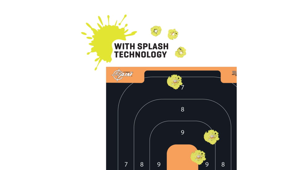 EZ-Aim Allen Splash Reactive Adhesive Paper Shooting Targets, Silhoutte Trainer, 12.5 x 18.25in, 25-Pack, Black/Orange, 15501-25