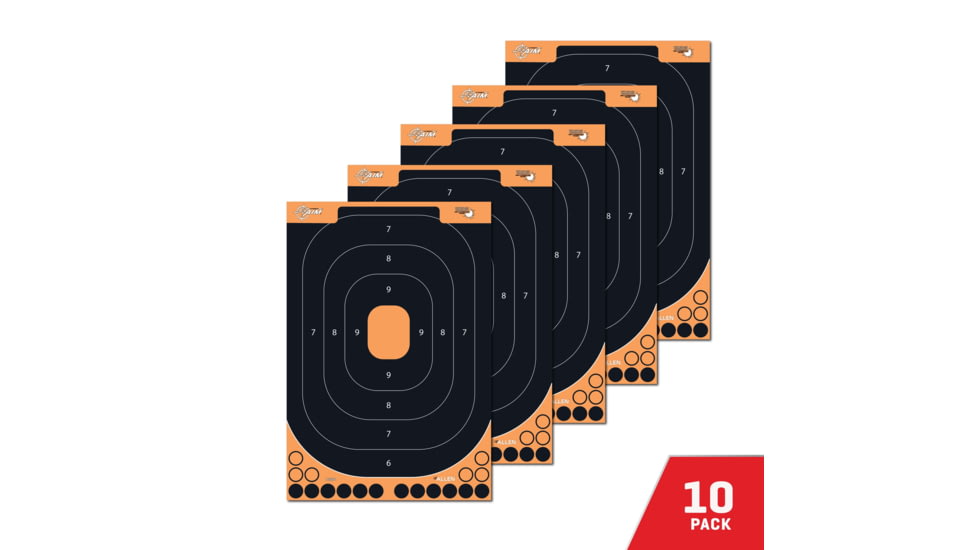 EZ-Aim Allen Splash Reactive Adhesive Paper Shooting Targets, Silhoutte Trainer, 12.5 x 18.25in, 10-Pack, Black/Orange, 15501-10