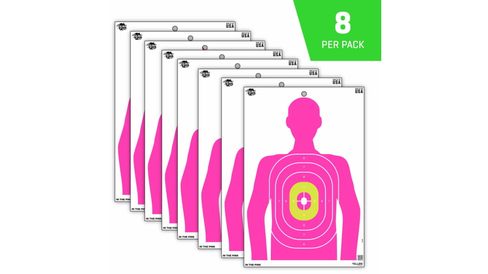 EZ-Aim EZ Aim Fun In The Pink Silhouette Paper Shooting Target, 12in x 18in, 8-Pack, Pink, 15646
