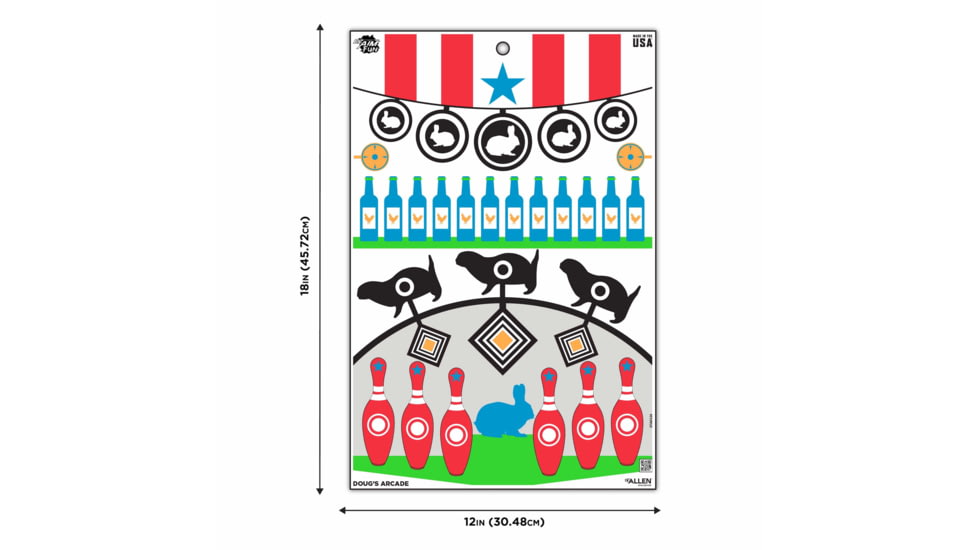 EZ-Aim Fun Get the Game On Paper Shooting Targets, 12inW x 18inH, 8-Pack, Multi, 15642