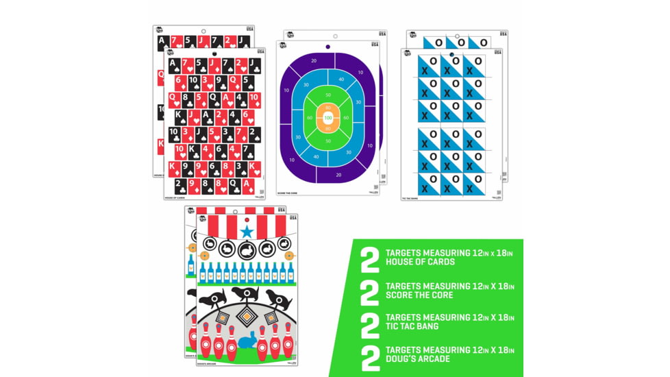 EZ-Aim Fun Get the Game On Paper Shooting Targets, 12inW x 18inH, 8-Pack, Multi, 15642