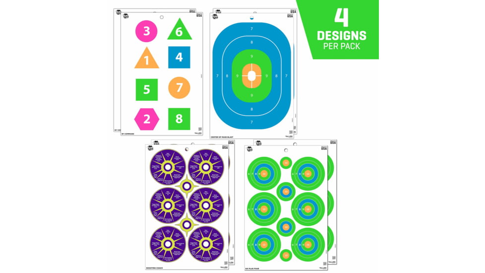 EZ-Aim Fun Group Paper Shooting Targets, 12inW x 18inH, 8-Targets, Multi, 15643