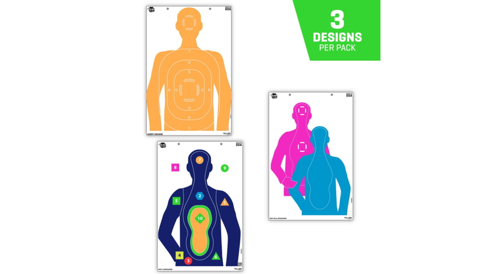 EZ-Aim Fun Tough Crowd Paper Shooting Targets, 23inW x 35inH, 3-Targets, Multi, 15658