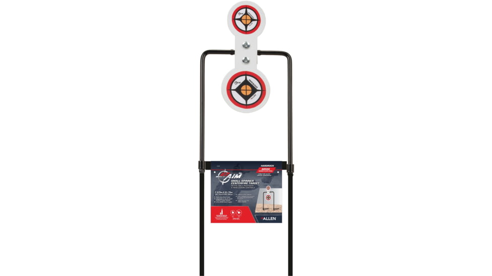 EZ-Aim Hardrock AR500 Round Spinner Targets and Stand, Rimfire Rounds, Centerfire Pistols, White/Red/Black, 7.375W x 21.75H, 15344