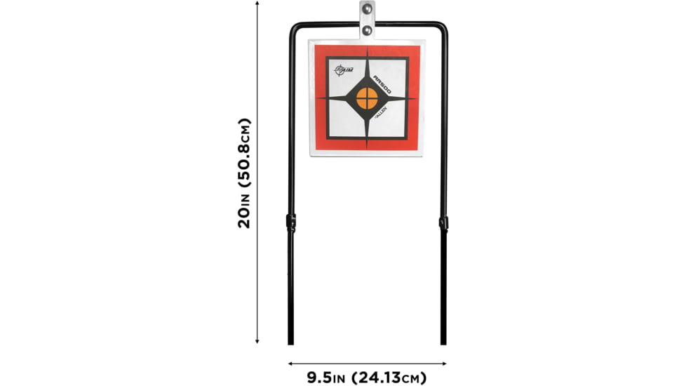 EZ-Aim Hardrock AR500 Square Spinner Target &amp; Stand, Rimfire Rounds &amp; Centerfire Pistol, White/Red/Black, 9.5W x 20H, 15367