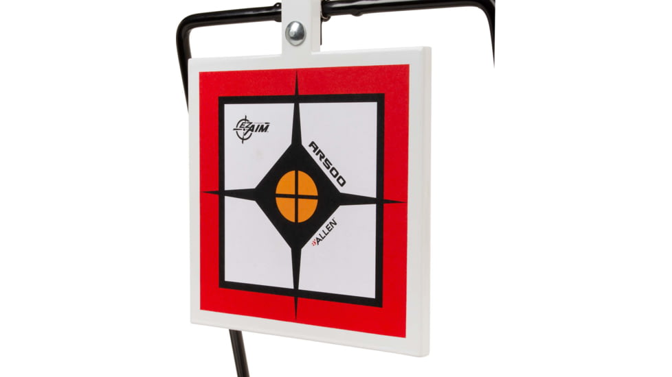 EZ-Aim Hardrock AR500 Square Spinner Target &amp; Stand, Rimfire Rounds &amp; Centerfire Pistol, White/Red/Black, 9.5W x 20H, 15367