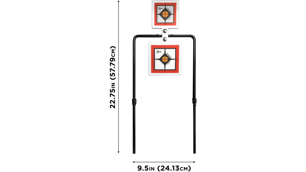 EZ-Aim Hardrock AR500 Square Spinner Targets &amp; Stand, Rimfire Rounds &amp; Centerfire Pistols, White/Red/Black, 9.5W x 22.75H, 15365
